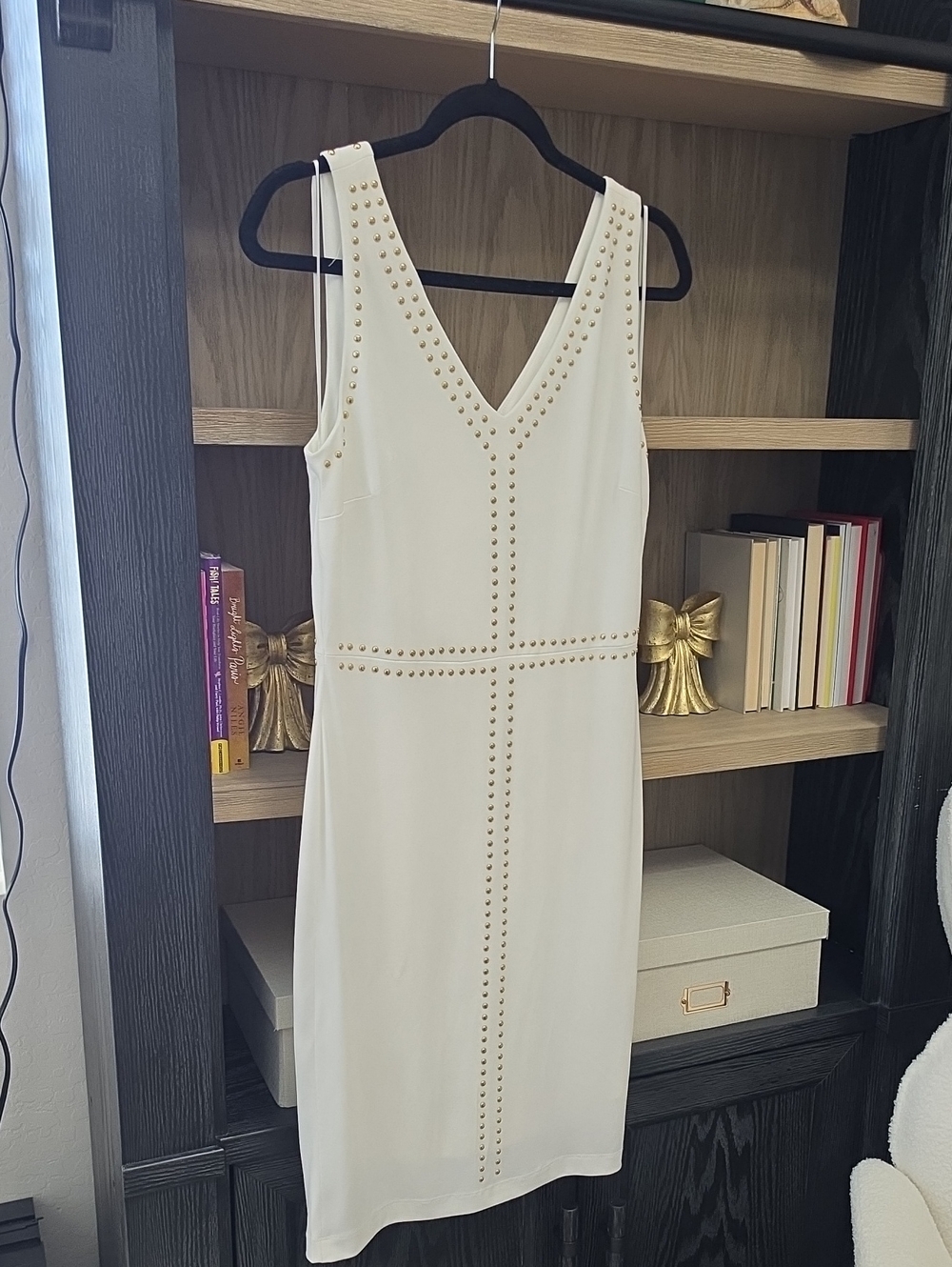 Philosophy Ivory V-Neck Studded Sheath Dress